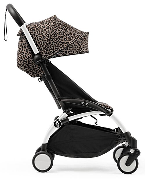 Stokke YOYO3 Stroller White Frame and Leopard Seat - From 6 Months Lights Strollers