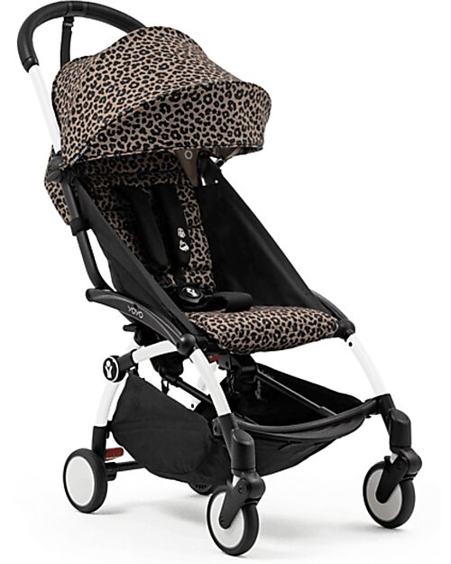 Stokke YOYO3 Stroller White Frame and Leopard Seat - From 6 Months Lights Strollers