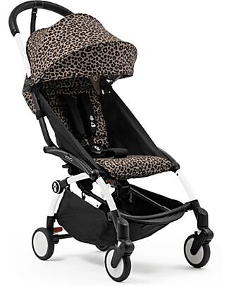 Stokke YOYO3 Stroller White Frame and Leopard Seat - From 6 Months Lights Strollers