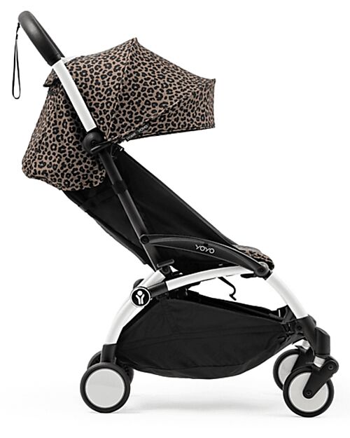 Stokke YOYO3 Stroller White Frame and Leopard Seat - From 6 Months Lights Strollers