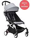 Stokke YOYO3 Stroller White Frame and Stone 6+ Seat for Free Lights Strollers