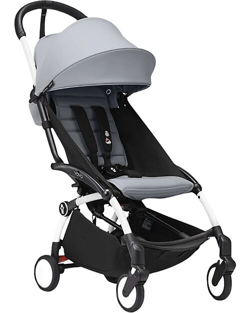 Stokke YOYO3 Stroller White Frame and Stone Seat - From 6 Months Lights Strollers