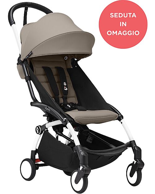 Stokke YOYO3 Stroller White Frame and Taupe Seat for Free - From 6 Months Lights Strollers