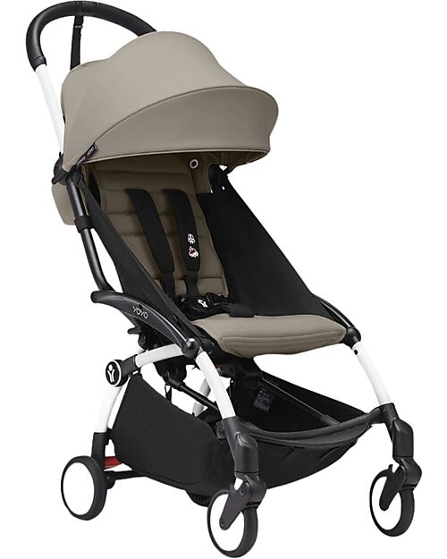 Stokke YOYO3 Stroller White Frame and Taupe Seat - From 6 Months Lights Strollers