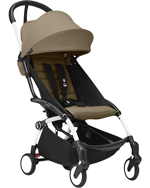 Stokke YOYO3 Stroller White Frame and Toffee Seat - From 6 Months Lights Strollers