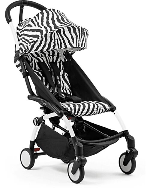 Stokke YOYO3 Stroller White Frame and Zebra Seat - From 6 Months Lights Strollers