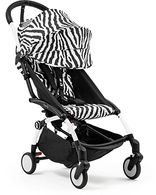 Stokke YOYO3 Stroller White Frame and Zebra Seat - From 6 Months Lights Strollers