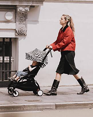 Stokke YOYO3 Stroller White Frame and Zebra Seat - From 6 Months Lights Strollers