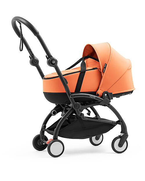 Stokke YOYO5 Stroller Frame - Black + Bassinet 0+ - Peach Pushchairs