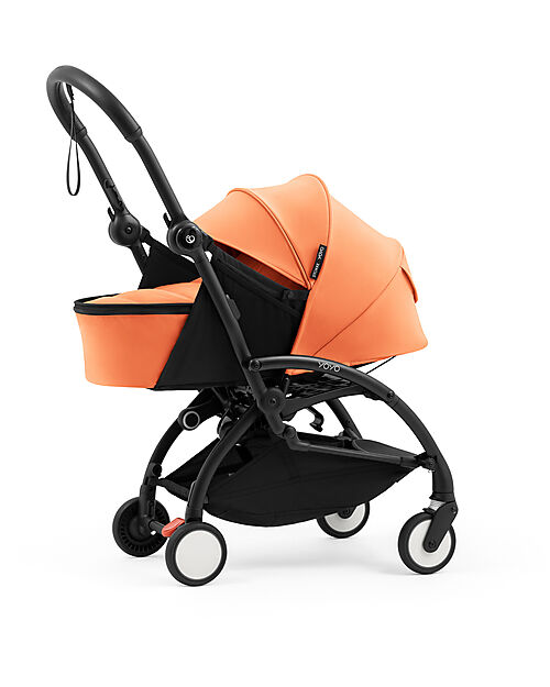 Stokke YOYO5 Stroller Frame - Black -  Seat Pack 6+ - Newborn Pack 0+ - Peach Pushchairs