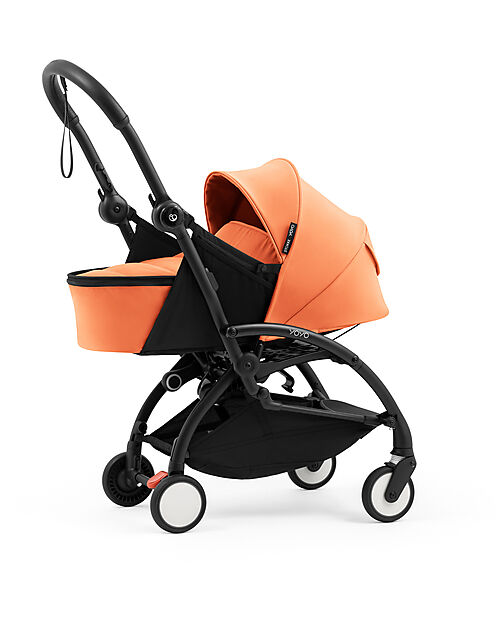 Stokke YOYO5 Stroller Frame - Black -  Seat Pack 6+ - Newborn Pack 0+ - Peach Pushchairs