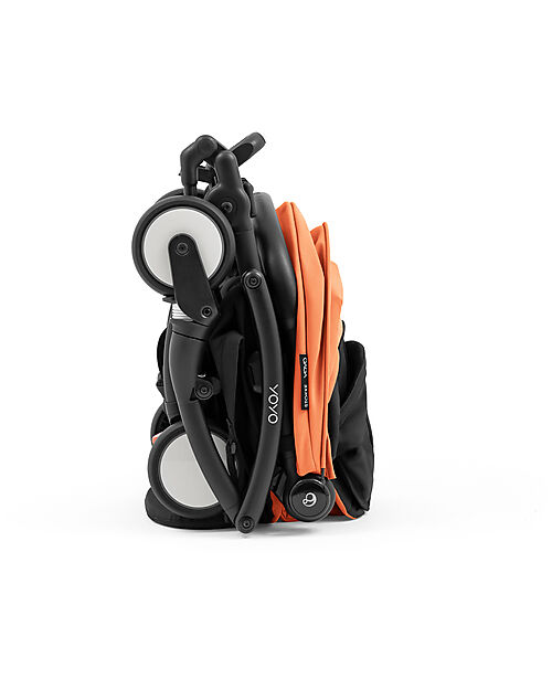 Stokke YOYO5 Stroller Frame - Black -  Seat Pack 6+ - Newborn Pack 0+ - Peach Pushchairs