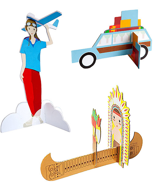 StudioRoof Popout Card Travel Theme - Indian Kayak - Boy with Plane - Moving Holidays Art & Craft Kits