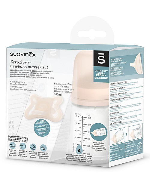Suavinex Anticolic Baby Bottle 180ml + Soother Zero.zero sx Pro