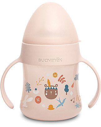 Suavinex Baby Bottle First with Handles and Spout - 150 ml - 4-12 months - Pink Anti-Colic Baby Bottles