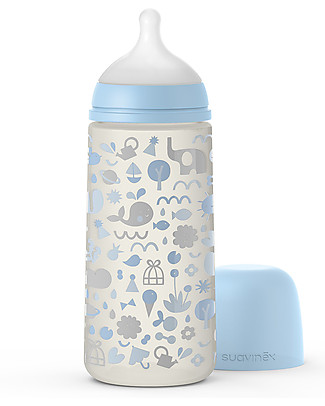 Suavinex Baby Bottle Memories with SX Pro Teat - 360 ml - High Flow From 6 Months - Blue Anti-Colic Baby Bottles