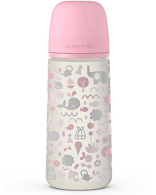 Suavinex Baby Bottle Memories with SX Pro Teat  - 360 ml - High Flow From 6 Months - Pink Baby Bottles