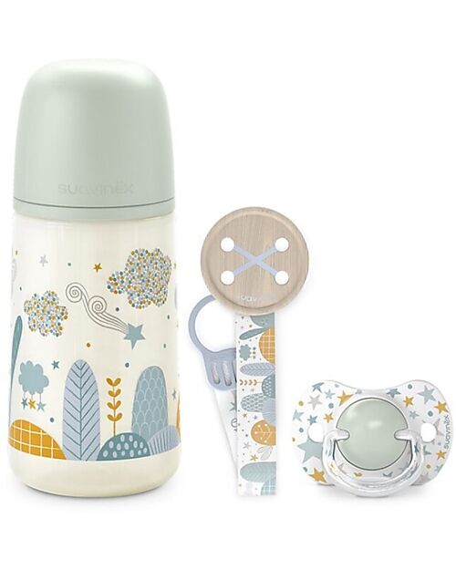 Suavinex Birth Kit - Bottle Pacifier and Clip - Light Blue - The Perfect Gift! Dummies & Soothers