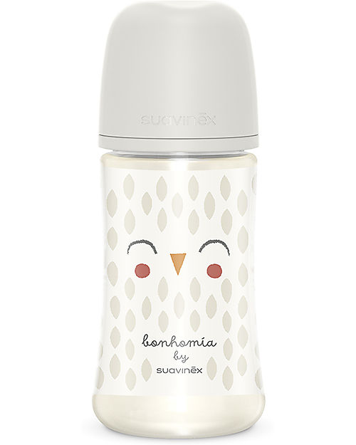 Suavinex Bonhomia Polyamide Baby Bottle - 270 ml - White Owl - 3+ - with Symmetric Teat SX Pro Baby Bottles