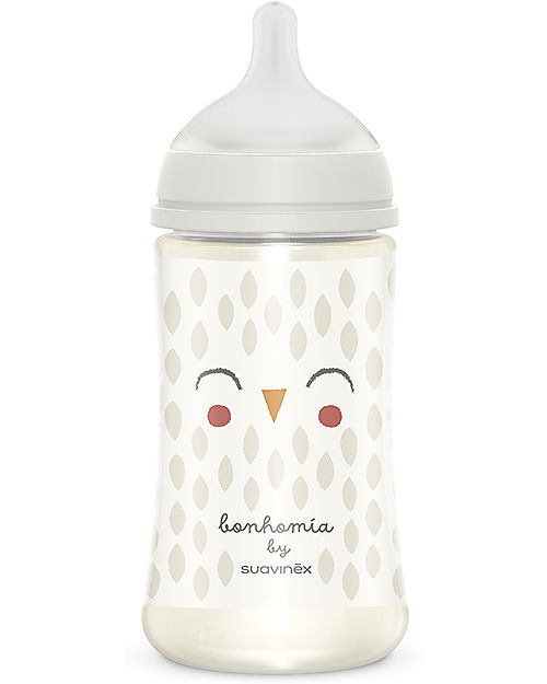 Suavinex Bonhomia Polyamide Baby Bottle - 270 ml - White Owl - 3+ - with Symmetric Teat SX Pro Baby Bottles