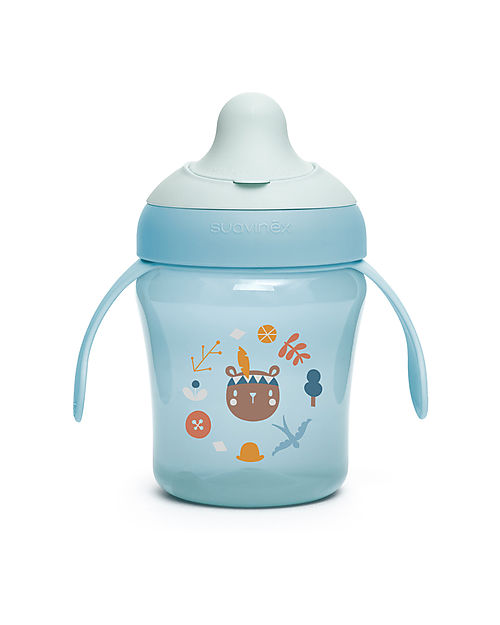 Suavinex Bottle with Handles and Non-Spill Spout Forest - Blue from 6 months Cups