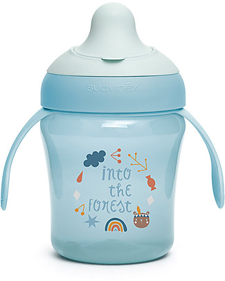 Suavinex Bottle with Handles and Non-Spill Spout Forest - Blue from 6 months Sippy Cups