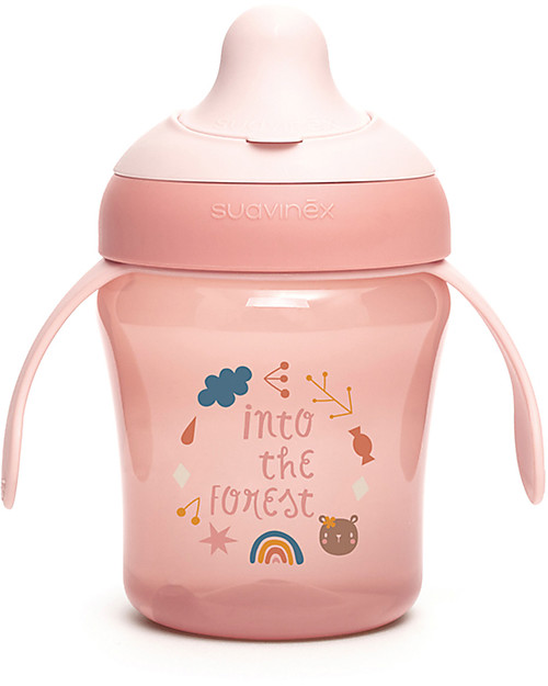 Suavinex Bottle with Handles and Non-Spill Spout Forest - Pink from 6 months Cups