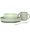 Suavinex Color Essence Food Set in Silicone - Plate/Bowl/Cup and Spoon - Green Meal Sets