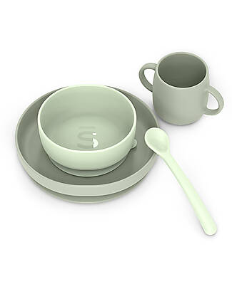 Silicone Stick&Stay bowl & baby spoon - Wally - Blue – Done by Deer