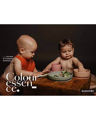Suavinex Color Essence Food Set in Silicone - Plate/Bowl/Cup and Spoon - Pink Meal Sets