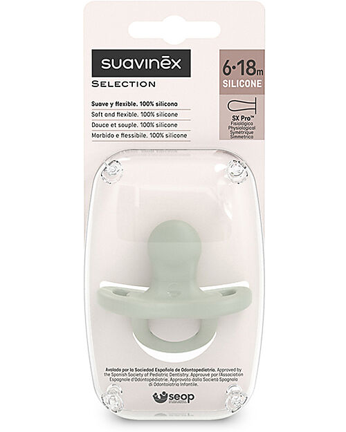Suavinex Color Essence Silicone Pacifier - Lake Green - SX Pro Symmetrical Teat - 6-18 Months Dummies & Soothers