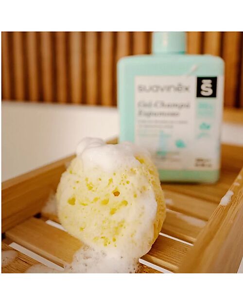 Suavinex Natural Mediterranean Sponge with Container - 100% Sustainable Baby Bath Wash and shampoo