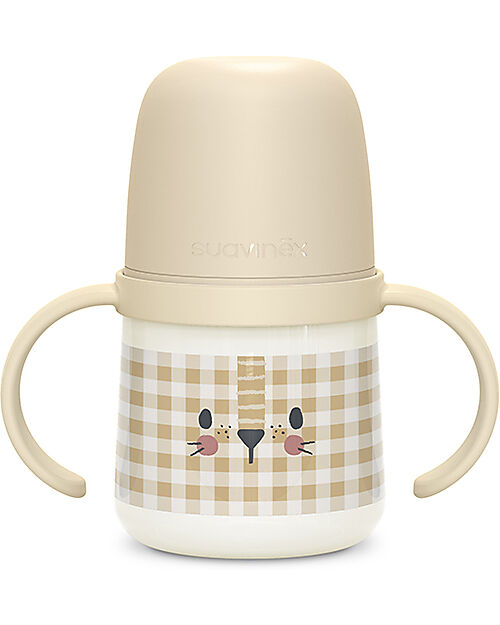 Suavinex Night&Day Bottle - with Handles 150ml - Anti-drip Technology - Lion - from 4 months Baby Bottles