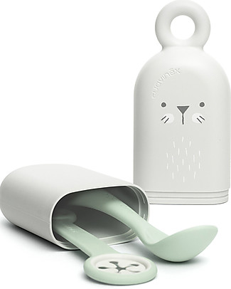 Suavinex On the Go Hygge Set: Spoon + Spoon Holder + Bib Clip - Green Meal Sets