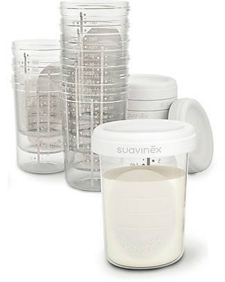 Suavinex Set of 10 Breast Milk Storage Containers - 200 ml Breastmilk Storage Bottles