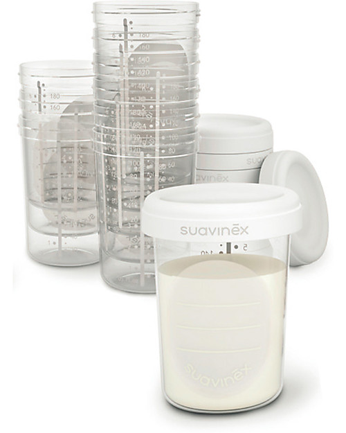 Suavinex Set of 10 Breast Milk Storage Containers 200 ml woman
