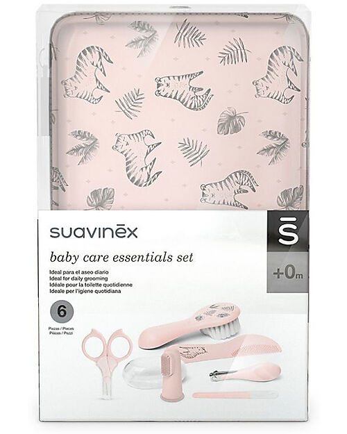 Suavinex Set Toilette - from Birth - Pink - 6 Accessories Kit Toilette Baby