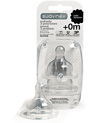 Suavinex Three Positions Silicone Teat with Anti-colic Valve - for Suavinex Bottles Anti-Colic Baby Bottles