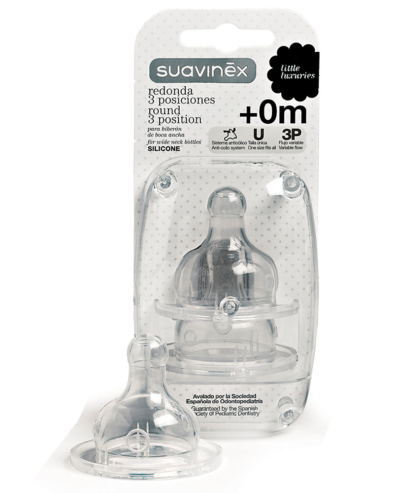 Suavinex Three Positions Silicone Teat With Anti Colic Valve For Suavinex Bottles Unisex Bambini