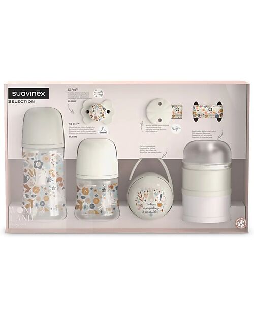 Suavinex Welcome Set Wonderland – Neutral - Pacifier SX Pro – Feeding Bottle 150ml – Feeding Bottle 270ml – Pacifer Case Baby Bottles