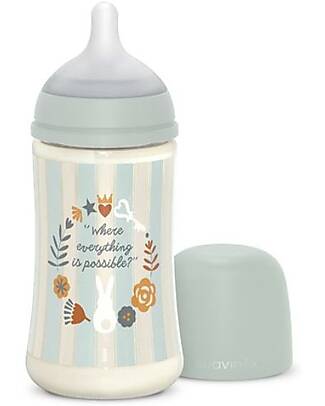 Suavinex Wonderland Feeding Bottle – Light Blue – 270ml - Medium Flow Baby Bottles