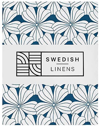 Swedish Linens Crib Fitted sheet - Flowers Moroccan blue 140x70cm Bed Sheets and Pillow Cases