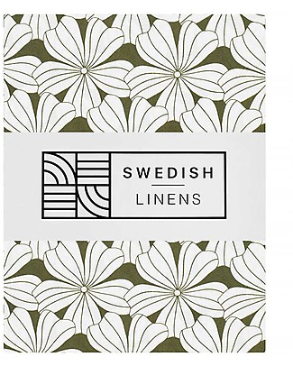 Swedish Linens Crib Fitted sheet - Flowers Olive green 80x40cm Bed Sheets and Pillow Cases