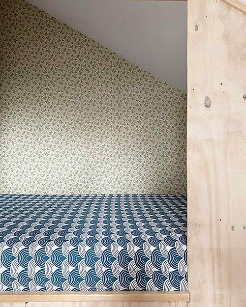 Swedish Linens Crib Fitted sheet - Rainbows Moroccan blue 70x140cm Bed Sheets and Pillow Cases