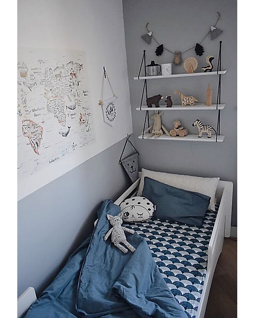 Swedish Linens Crib Fitted sheet - Rainbows Moroccan blue 70x140cm Bed Sheets and Pillow Cases