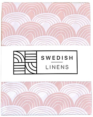 Swedish Linens Crib Fitted sheet - Rainbows Nudy pink 60x120cm Bed Sheets