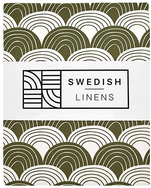 Swedish Linens Crib Fitted sheet - Rainbows Olive green 140x70cm Bed Sheets and Pillow Cases