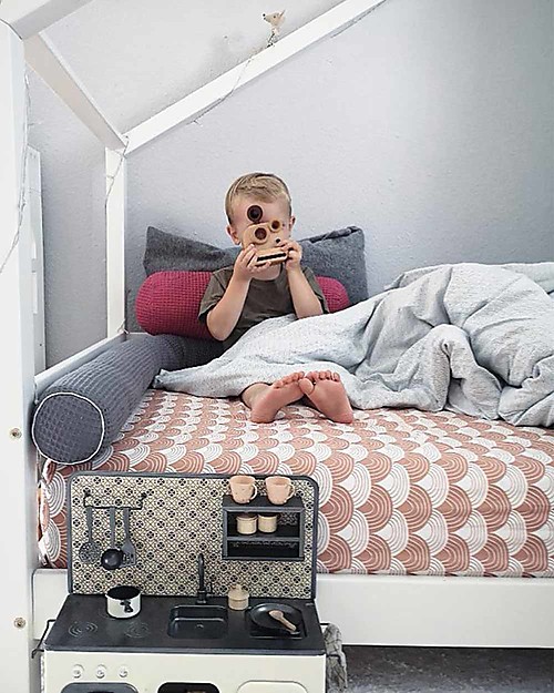 Swedish Linens Crib Fitted sheet - Rainbows Terracotta 140x70cm Bed Sheets and Pillow Cases