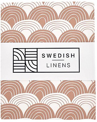 Swedish Linens Crib Fitted sheet - Rainbows Terracotta 70x140cm Bed Sheets