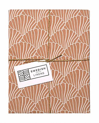 Swedish Linens Crib Fitted sheet - Seashells Terracotta Burgundy 70x140cm Bed Sheets